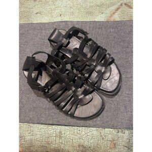 KEEN Alman Black Leather Jesus Gladiator Strappy Sandals Womens 8.5